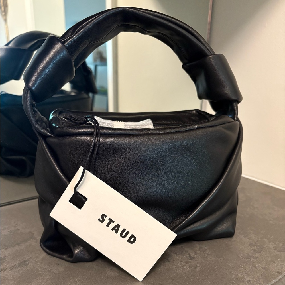 STAUD Black Leather Shoulder Bag
